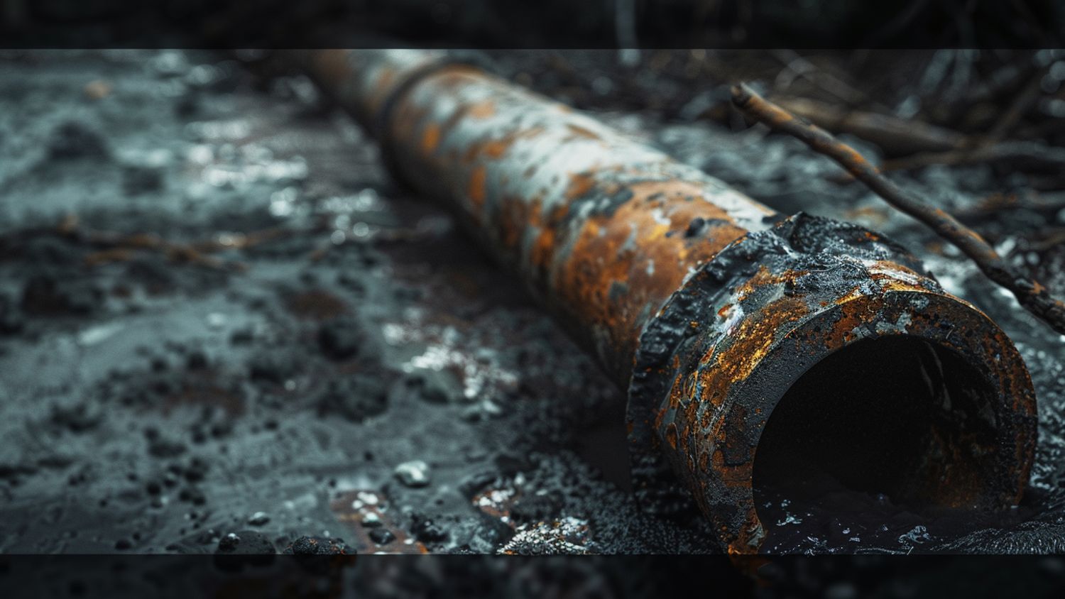 Closeup of a damaged pipe caused by excessive use of chemicals.